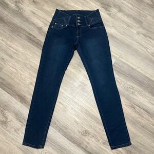 Kaba Jeans Womens Size 11 High Waist Embellished Button Dark Wash Denim Pants